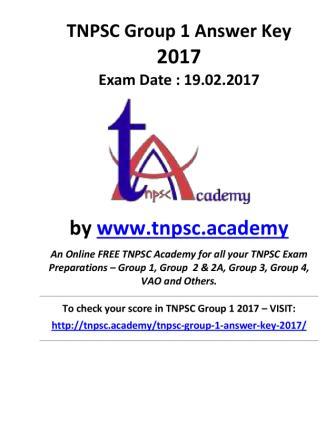 Group 1 Answer Key 2017 by tnpsc.academy